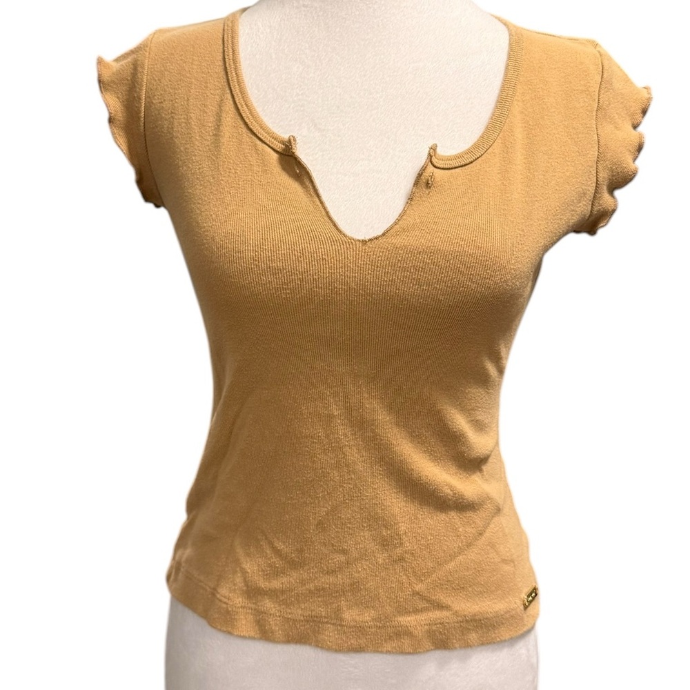 Vintage Baby Phat Rib Knit Crop Top-Tan